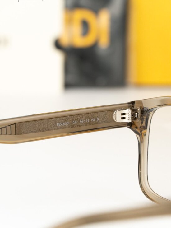 Fendi Women Eyeglasses Rectangular Transparent Khaki FE50030I 057 NEW AUTHENTIC